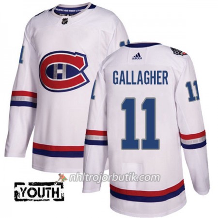 Barn Ishockey Montreal Canadiens Tröja Brendan Gallagher 11 Adidas 2017-2018 Vit Classic Authentic